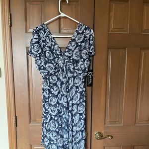 New with tags whiteblue and black knee length dress.